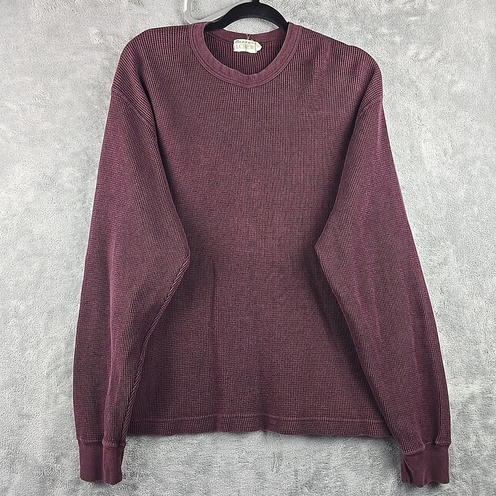 VTG J Crew Shirt Mens Size XL Purple‎ Waffle Knit Thermal Oarsman Crewneck L/S